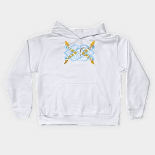 Celtic yellow duck tracery Kids Hoodie